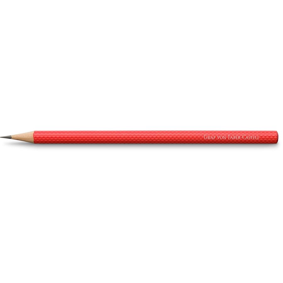 Graf-von-Faber-Castell - 3 holzgefasste Bleistifte Guilloche, India Red