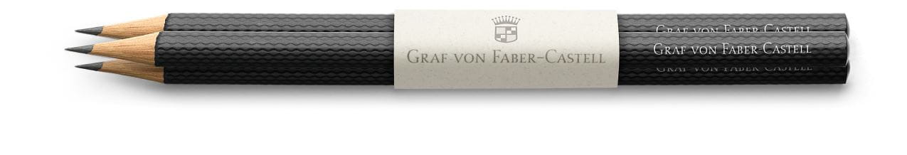 Graf-von-Faber-Castell - 3 holzgefasste Bleistifte Guilloche, Schwarz