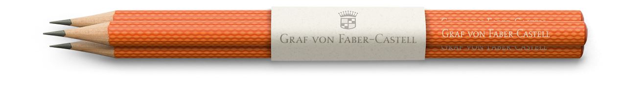 Graf-von-Faber-Castell - 3 holzgefasste Bleistifte Guilloche, Burned Orange