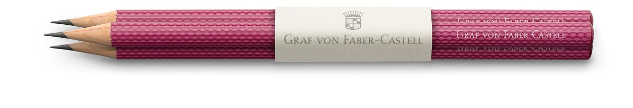 Graf-von-Faber-Castell - 3 holzgefasste Bleistifte Guilloche, Electric Pink