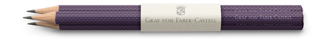 Graf-von-Faber-Castell - 3 holzgefasste Bleistifte Guilloche, Violet Blue