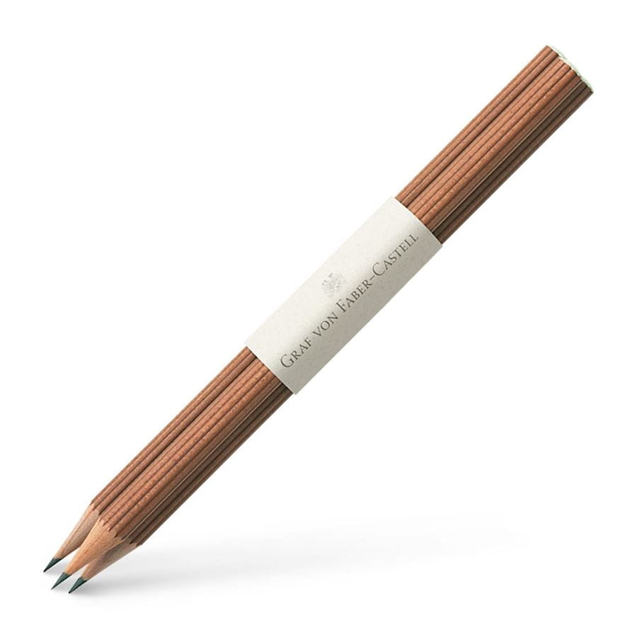 Graf-von-Faber-Castell - 3 holzgefasste Bleistifte mit Tauchkappe, Braun