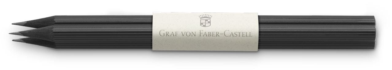 Graf-von-Faber-Castell - 3 holzgefasste Bleistifte mit Tauchkappe, Schwarz